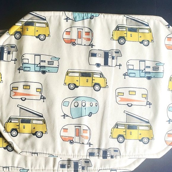 Vintage Handmade Camper Placemats 4pc set Retro RV Print Canvas Cotton Cottagey - Picture 2 of 6